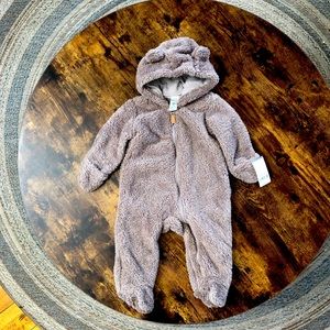 Carter's Baby Boy's Hooded Sherpa Pram, Brown, 6M~NWT